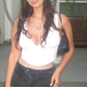 ZARA Embroidered Eyelet Corset Top